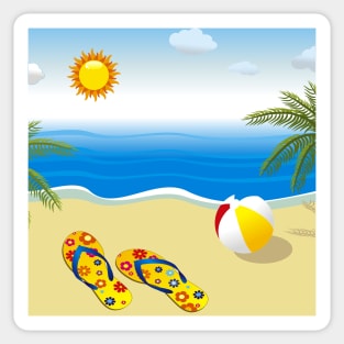 Cheerful Summer Day At The Beach Sticker